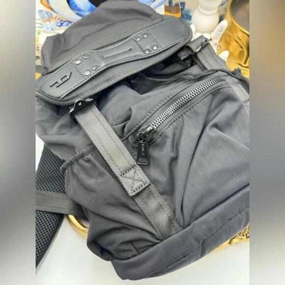 🆕 DIESEL 🧿 NWOT Black Nylon Monogrammed Backpack - Picture 5 of 13